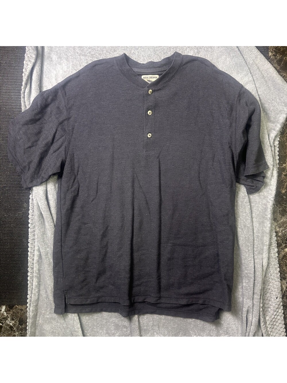 Henley Shirt Mens XXL Gray Short Sleeve Cotton Vintage Outdoor Workwear